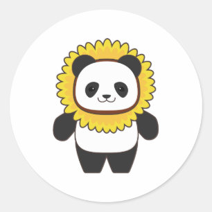 Sticker Rond Panda avec tournesol