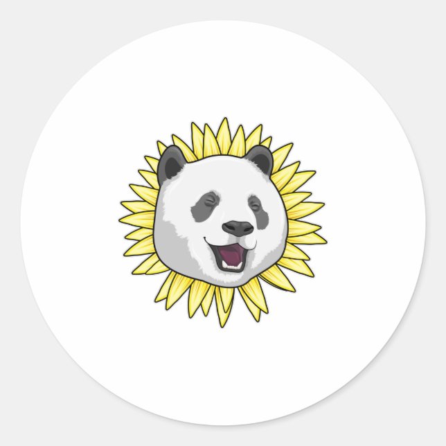 Sticker Rond Panda avec tournesol (Devant)