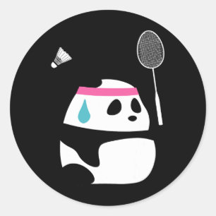 Sticker Rond Panda Badminton Exhaussé - Funny mignonne Shuttle 