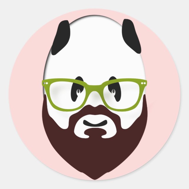 Sticker Rond Panda Bear avec une barbe (Devant)