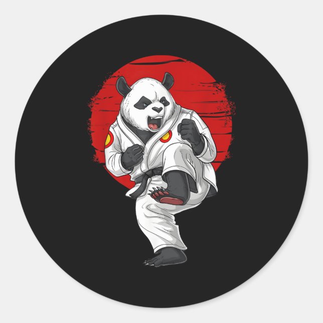 Sticker Rond Panda Bear Karate Kickboxing Kung Fu Taekwondo Mia (Devant)