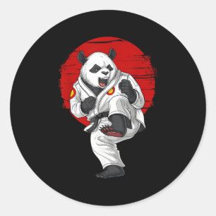 Sticker Rond Panda Bear Karate Kickboxing Kung Fu Taekwondo Mia