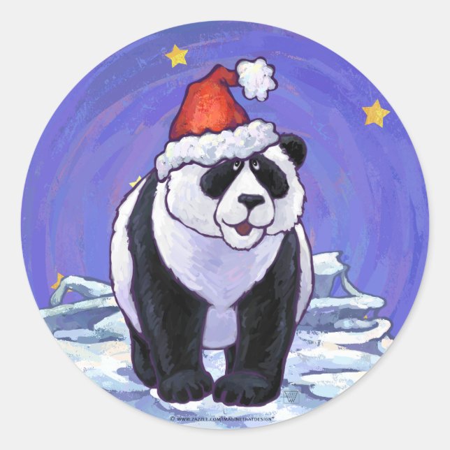 Sticker Rond Panda Bear Noël (Devant)