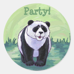 Sticker Rond Panda Bear Party Centre