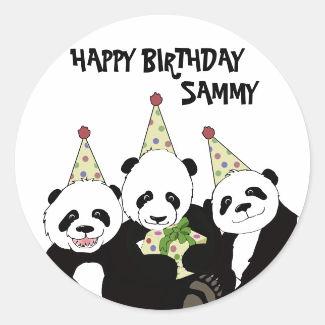 Sticker Rond Panda Bear Party par Kindred Design (Devant)