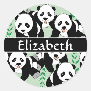 Sticker Rond Panda Bears Graphique Personnalisé