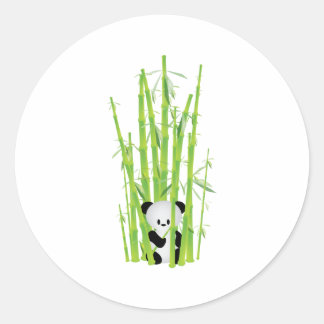 Sticker Rond Panda bébé dans la forêt de Bambou