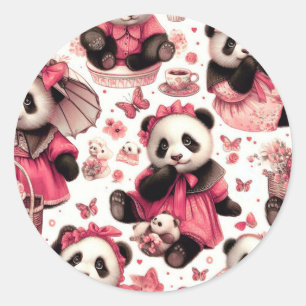 Sticker Rond Panda bébé vintage mignonne sans joint