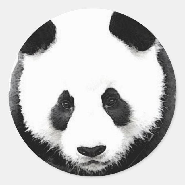 Sticker rond Panda - Black & White Pop Art (Devant)