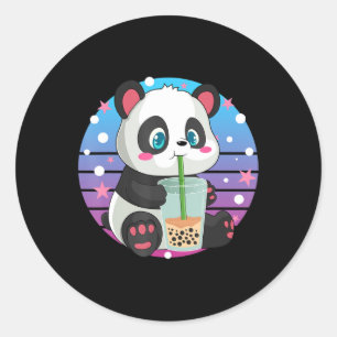 Sticker Rond Panda Boba Tea Buble Tea Anime Kawaii Neko