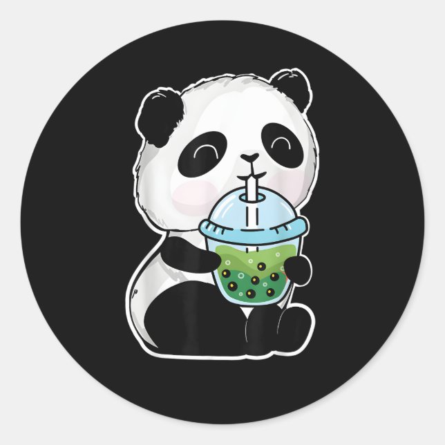 Sticker Rond Panda Boba Thé Panda Et Thé De Bulle (Devant)