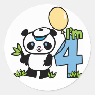 Sticker Rond Panda Boy 4 Anniversaire