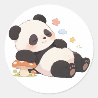 Sticker Rond panda,chaleureux,guérison,rythme lent,paix intérie