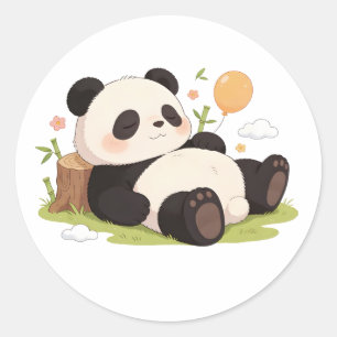 Sticker Rond panda,chaud,guérison,rythme lent,paix intérieure #