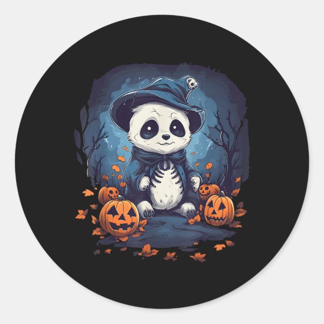 Sticker Rond Panda Citrouille Panda Halloween (Devant)