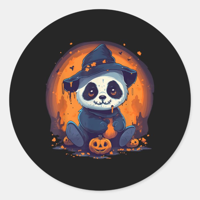 Sticker Rond Panda Citrouille Panda Halloween (Devant)