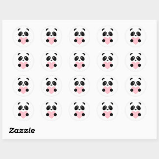 Sticker Rond Panda Coeur Rose