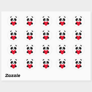 Sticker Rond Panda Coeur Rouge