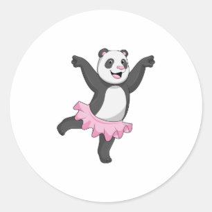 Sticker Rond Panda comme Ballerina au Ballet