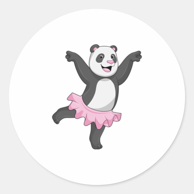 Sticker Rond Panda comme Ballerina au Ballet (Devant)