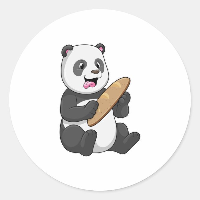Sticker Rond Panda comme boulanger avec pain (Devant)