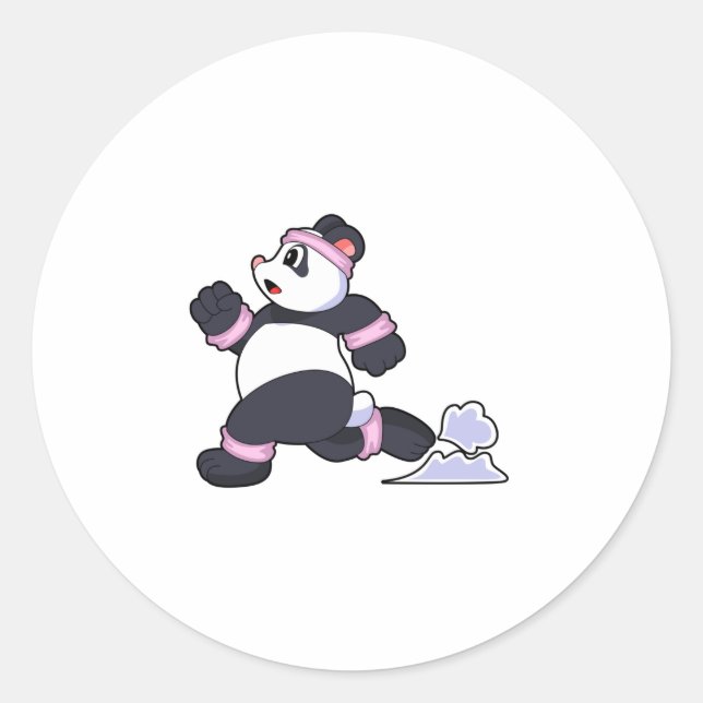 Sticker Rond Panda comme coureur à la course (Devant)