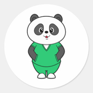 Sticker Rond Panda comme infirmière avec fumée