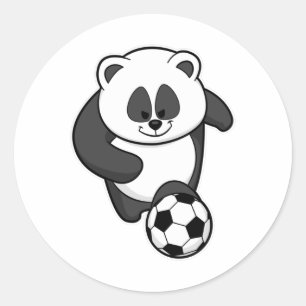 Sticker Rond Panda comme joueur de football à Soccer