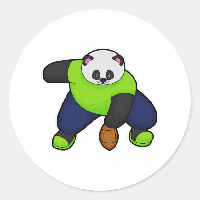 Sticker Rond Panda comme joueur de football avec football (Devant)