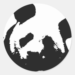 Sticker Rond Panda d'art noir blanc
