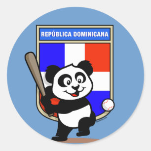 Sticker Rond Panda de baseball République Dominicaine