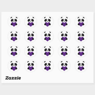 Sticker Rond Panda de coeur pourpre