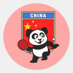 Sticker Rond Panda de ping-pong de la Chine