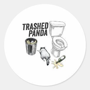 Sticker Rond Panda Défoncé, Raton Laveur Drôle Ivre, Panda Poub