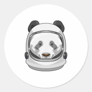 Sticker Rond Panda en astronaute avec casque
