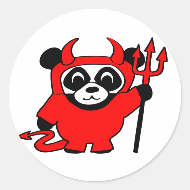 Sticker Rond Panda en costume Red Devil (Devant)