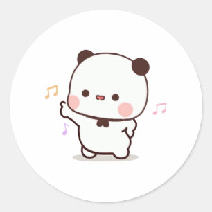 Sticker Rond Panda Et Brownie Bear Couple