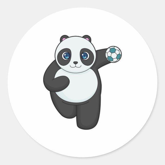 Sticker Rond Panda Handball player Handball (Devant)
