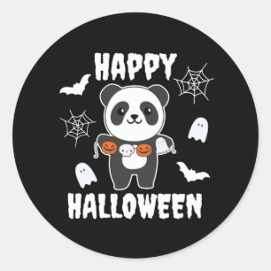 Sticker Rond Panda Happy Halloween