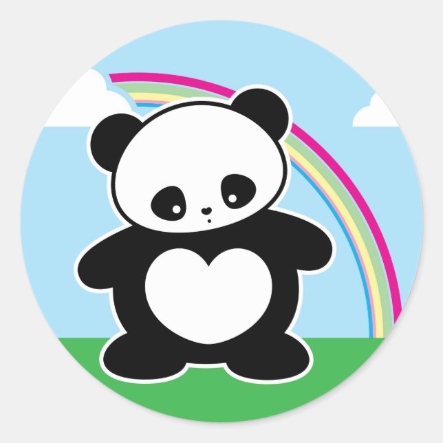 Sticker Rond Panda Kawaii (Devant)