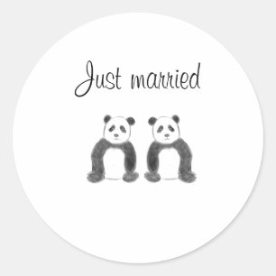 Sticker Rond Panda mariée