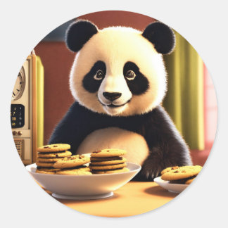 Sticker Rond panda mignon