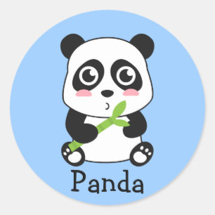 Sticker Rond Panda mignon et câlin de bébé
