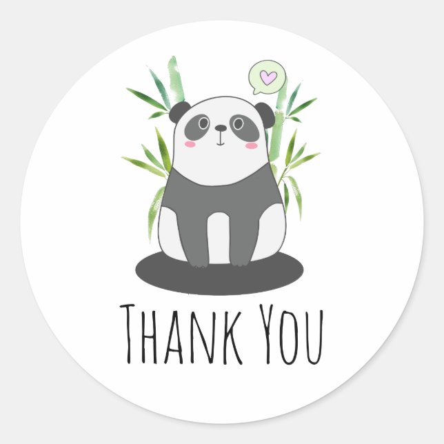 Sticker Rond Panda noir et blanc mignonne en Bambou (Devant)