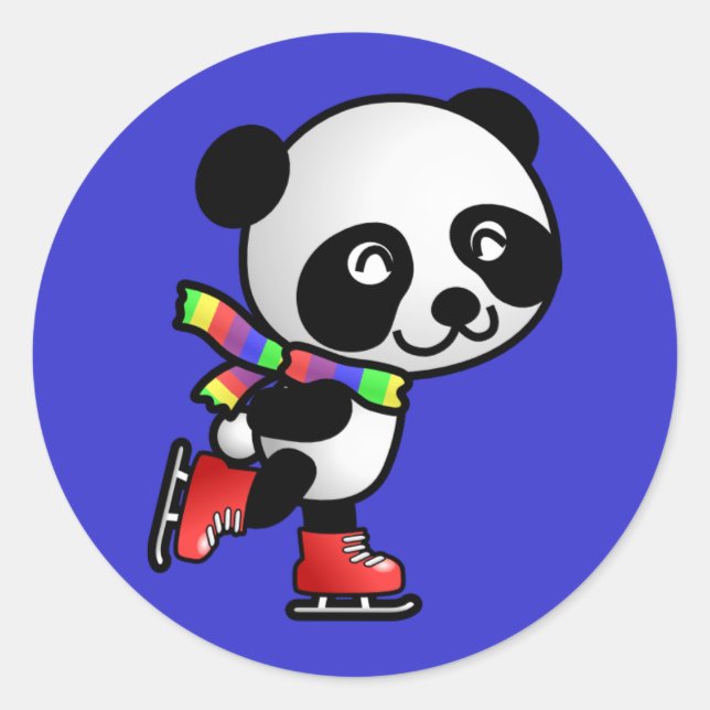 Sticker Rond Panda patinage (Devant)