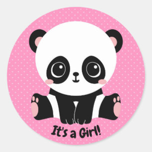 Sticker Rond Panda personnalisable de baby shower c'est un