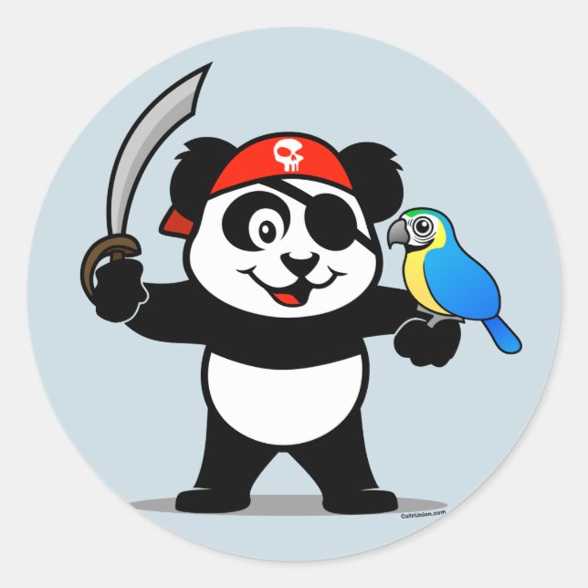 Sticker Rond Panda pirate (Devant)