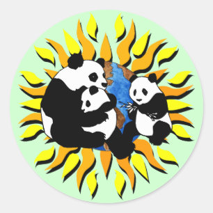 Sticker Rond Panda Planet