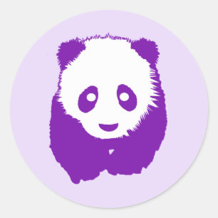 Sticker Rond Panda pourpre