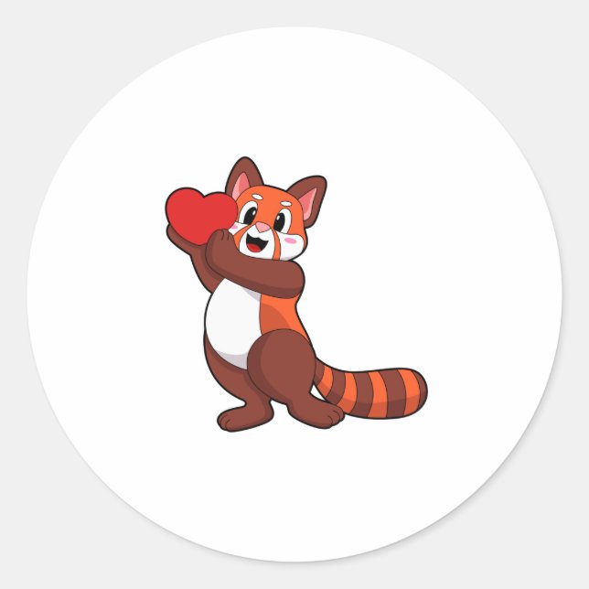 Sticker Rond Panda rouge à l'amour avec coeur.PNG (Devant)